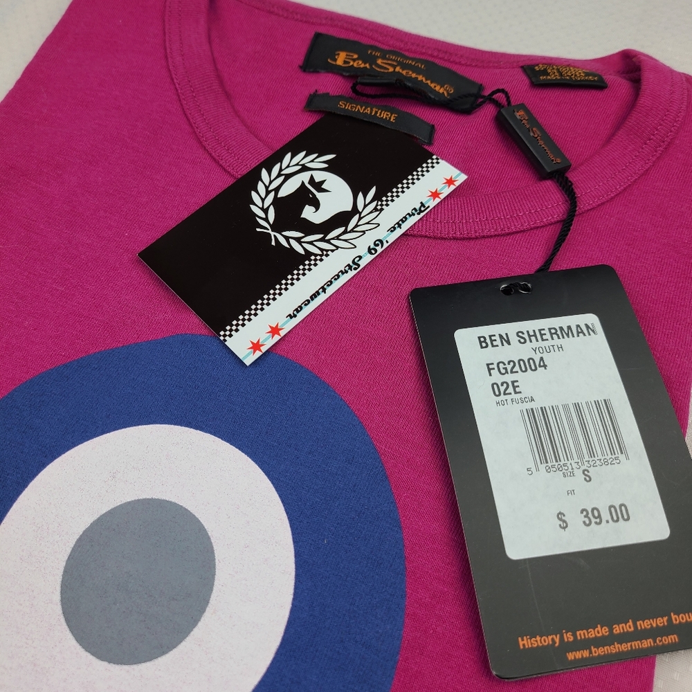 Ben Sherman T-shirt Women Top Pink Fuchsia Mod Target Scooter Skinhead Ska Punk